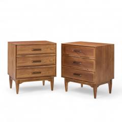  Ramseur Furniture Co Ramseur Mid Century Walnut 3 Drawer Nightstands Pair - 4385739