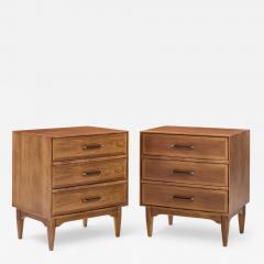  Ramseur Furniture Co Ramseur Mid Century Walnut 3 Drawer Nightstands Pair - 4386079
