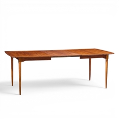  Ramseur Furniture Co Ramseur Mid Century Walnut Expanding Dining Table with 3 Leaves - 4701071