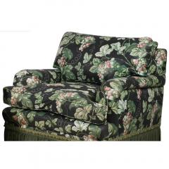  Randolph Hein Randolph Hein Black Chintz Upholstered Down Stuffed Roll Arm Club Chair - 3832161