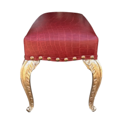  Randy Esada Designs Art Deco Style Gilded Palm Leaf Leg Croc Leather Bench by Randy Esada Designs - 3992257