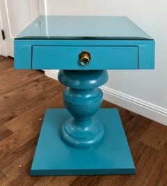  Randy Esada Designs Mid Century Modern Turquoise Blue Pedestal Nightstand End Table - 1795936