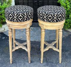  Randy Esada Designs Pair of Louis XVI Style Swivel Bar Stool W Scalamandre Seats - 3079296