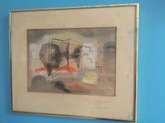  Rathe ABSTRACT HEAD MODERNIST WATERCOLOR PAINTING - 731734