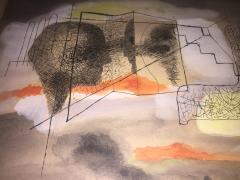  Rathe ABSTRACT HEAD MODERNIST WATERCOLOR PAINTING - 731735