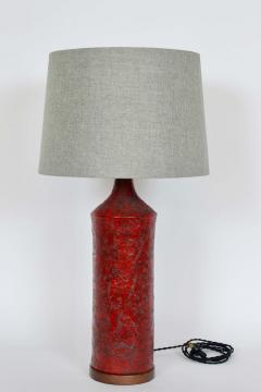  Raymor Fantoni for Raymor Red Lava Glaze Art Pottery Table Lamp 1950 - 2864619