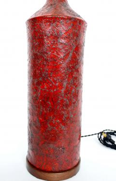  Raymor Fantoni for Raymor Red Lava Glaze Art Pottery Table Lamp 1950 - 2864633