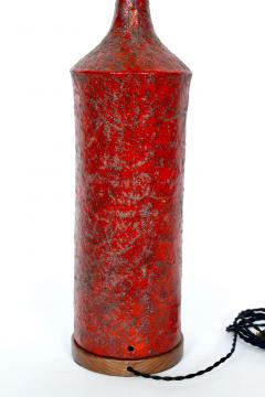  Raymor Fantoni for Raymor Red Lava Glaze Art Pottery Table Lamp 1950 - 2864637
