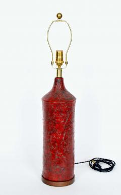 Raymor Fantoni for Raymor Red Lava Glaze Art Pottery Table Lamp 1950 - 2864638