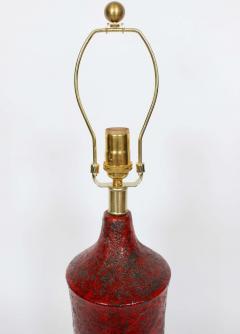  Raymor Fantoni for Raymor Red Lava Glaze Art Pottery Table Lamp 1950 - 2864642
