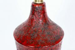  Raymor Fantoni for Raymor Red Lava Glaze Art Pottery Table Lamp 1950 - 2864643