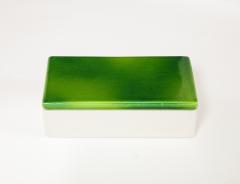  Raymor Green and White Two Tone Glazed Porcelain Lidded Box by Raymor Italy c 1960 - 3087306