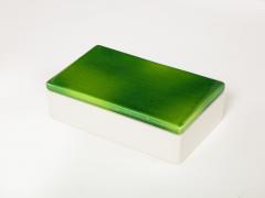  Raymor Green and White Two Tone Glazed Porcelain Lidded Box by Raymor Italy c 1960 - 3087307