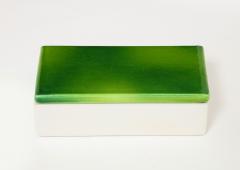  Raymor Green and White Two Tone Glazed Porcelain Lidded Box by Raymor Italy c 1960 - 3087308