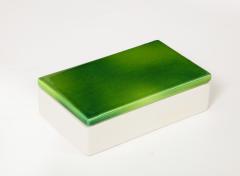  Raymor Green and White Two Tone Glazed Porcelain Lidded Box by Raymor Italy c 1960 - 3087309