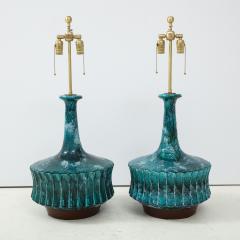  Raymor Italian Blue Green Ceramic Lamps - 1690690