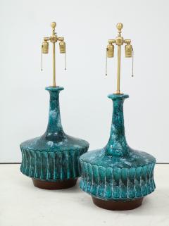  Raymor Italian Blue Green Ceramic Lamps - 1690693