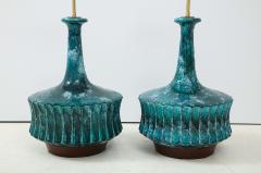  Raymor Italian Blue Green Ceramic Lamps - 1690694