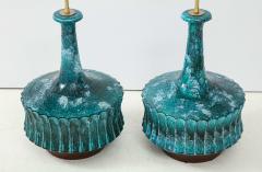  Raymor Italian Blue Green Ceramic Lamps - 1690695