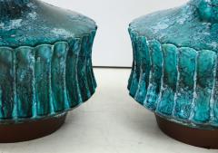  Raymor Italian Blue Green Ceramic Lamps - 1690697
