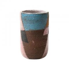  Raymor Italian Ceramic Vase Pink Blue Black Patchwork Signed - 3367956