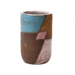  Raymor Italian Ceramic Vase Pink Blue Black Patchwork Signed - 3367957