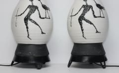  Raymor Pair of Sculpted Ceramic Mid Century Table Lamps by Raymor Italy 1960 - 4526042