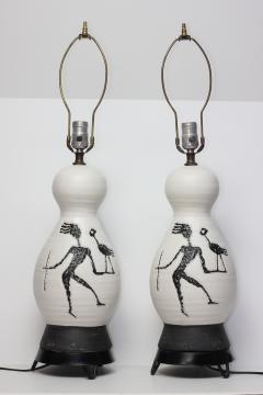  Raymor Pair of Sculpted Ceramic Mid Century Table Lamps by Raymor Italy 1960 - 4526045