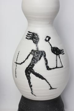  Raymor Pair of Sculpted Ceramic Mid Century Table Lamps by Raymor Italy 1960 - 4526047