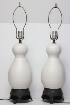  Raymor Pair of Sculpted Ceramic Mid Century Table Lamps by Raymor Italy 1960 - 4526048