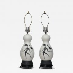  Raymor Pair of Sculpted Ceramic Mid Century Table Lamps by Raymor Italy 1960 - 4526223