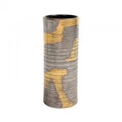  Raymor Raymor Bitossi Vase Ceramic Abstract Brushed Metallic Gold Platinum Signed - 3522796