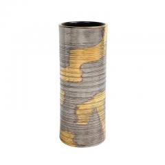  Raymor Raymor Bitossi Vase Ceramic Abstract Brushed Metallic Gold Platinum Signed - 3522797
