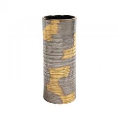  Raymor Raymor Bitossi Vase Ceramic Abstract Brushed Metallic Gold Platinum Signed - 3522798