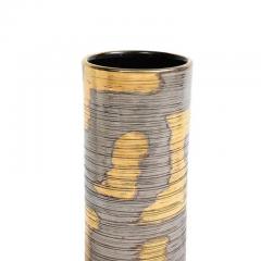  Raymor Raymor Bitossi Vase Ceramic Abstract Brushed Metallic Gold Platinum Signed - 3522801