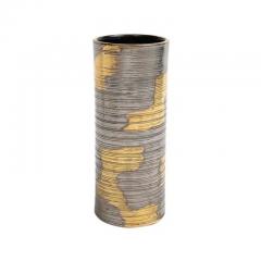  Raymor Raymor Bitossi Vase Ceramic Abstract Brushed Metallic Gold Platinum Signed - 3522802
