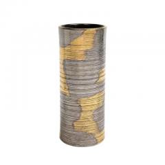  Raymor Raymor Bitossi Vase Ceramic Abstract Brushed Metallic Gold Platinum Signed - 3522803