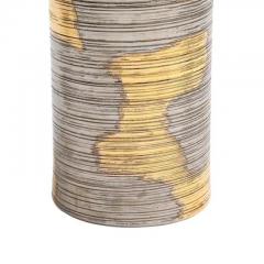  Raymor Raymor Bitossi Vase Ceramic Abstract Brushed Metallic Gold Platinum Signed - 3522804