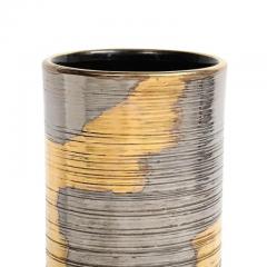  Raymor Raymor Bitossi Vase Ceramic Abstract Brushed Metallic Gold Platinum Signed - 3522805