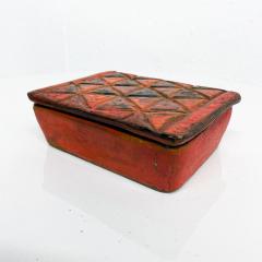  Raymor Raymor ITALY 1960s Red Lidded Pottery Box Geometric Design Style Guido Gambone - 2185782