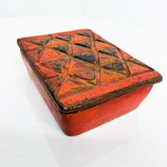  Raymor Raymor ITALY 1960s Red Lidded Pottery Box Geometric Design Style Guido Gambone - 2185783