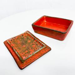  Raymor Raymor ITALY 1960s Red Lidded Pottery Box Geometric Design Style Guido Gambone - 2185786