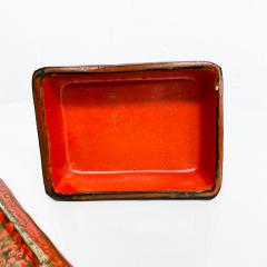  Raymor Raymor ITALY 1960s Red Lidded Pottery Box Geometric Design Style Guido Gambone - 2185787