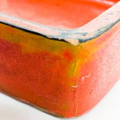  Raymor Raymor ITALY 1960s Red Lidded Pottery Box Geometric Design Style Guido Gambone - 2185789