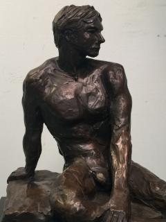  Rayne BRUTALIST NUDE MAN SCULPTURE ON REVOLVING BASE - 799913