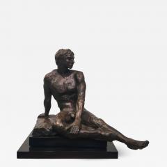  Rayne BRUTALIST NUDE MAN SCULPTURE ON REVOLVING BASE - 801353