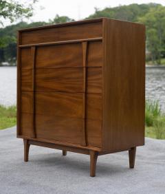  Red Lion Furniture Restored Mid Century Modern 5 Drawer Tall Dresser by Red Lion in Sculpted Walnut - 4232480