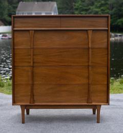  Red Lion Furniture Restored Mid Century Modern 5 Drawer Tall Dresser by Red Lion in Sculpted Walnut - 4232492