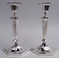  Reed Barton Pair of Reed Barton Snazzy Edwardian Modern Classical Candlesticks - 4338533
