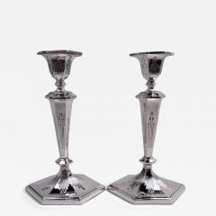  Reed Barton Pair of Reed Barton Snazzy Edwardian Modern Classical Candlesticks - 4344649